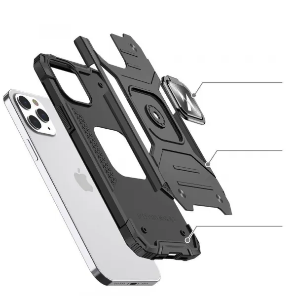 MG Ring Armor plastový kryt na iPhone 13 Pro, čierny