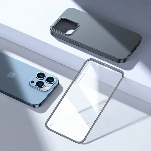 Joyroom 360 Full Case obal + tvrdené sklo, iPhone 13 Pro MAX, sivé
