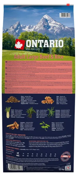 Ontario granuly Adult Large hovädzie mäso a ryža 12 kg
