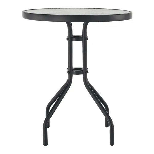 Jedálenský stôl, čierna oceľ/tvrdené sklo, priemer 60 cm, BORGEN TYP 1