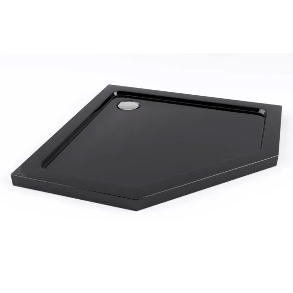 REA/S - Sprchovací kút DIAMOND 80x80 - čierna matná + sprchova vanička Diamond, biela KPL-06900