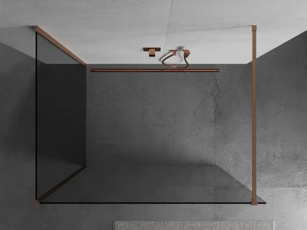 MEXEN/S - Kioto Sprchová zástena WALK-IN 120 x 120, transparent, meď kartáčovaná 800-120-212-65-00-120