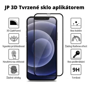 JP 3D sklo s inštalačným rámom, iPhone 12 Pro MAX, čierne