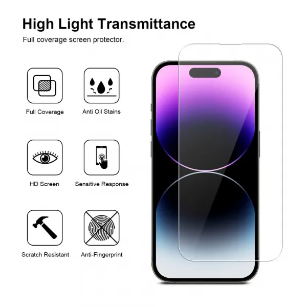 JP Long Pack Tvrdených skiel, 3 sklá na telefón s aplikátorom, iPhone 14 Pro MAX