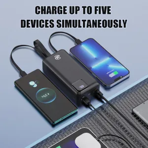 JP Powerbanka s 2 vstavanými káblami, 30000mAh, USB-C + Lightning, s LED svetlom, PD 22,5W, čierna