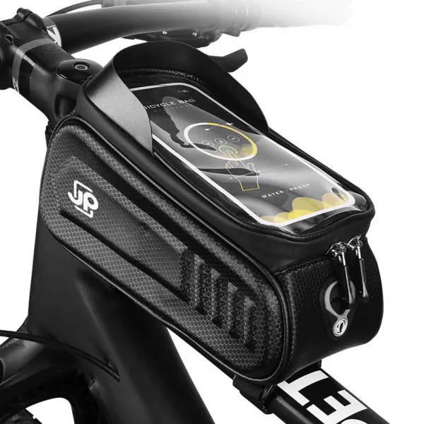 JP Pancierová taška na bicykel s vreckom na telefón, 1,7 l, BB02, čierna