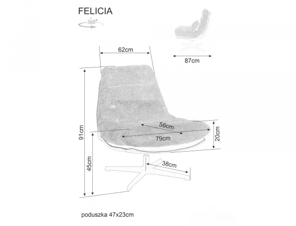 Relaxačné otočné kreslo FELICIA RAVEN sivé