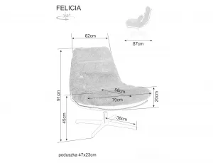Relaxačné otočné kreslo FELICIA RAVEN sivé