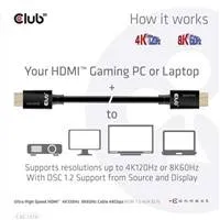 Club3D Adaptér HDMI 2.1 Ultra Rychlý HDMI™ Certifikovaný 4K120Hz, 8K60Hz, 48Gbps (M/M 1.5 m/4.92 ft), 28 AWG