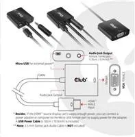 Adaptér HDMI Club3D 1.4 na VGA (M/F), aktívne so zvukom