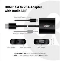 Adaptér HDMI Club3D 1.4 na VGA (M/F), aktívne so zvukom
