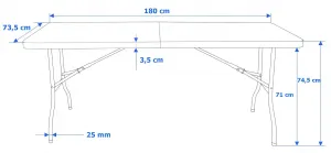 WOODLAND cateringový stôl skladací v kufríku 180 cm hnedý