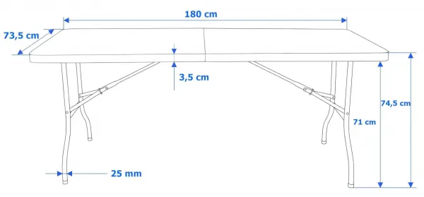 WOODLAND cateringový stôl skladací v kufríku 180 cm hnedý