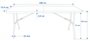 WOODLAND cateringový stôl skladací v kufríku 180 cm hnedý