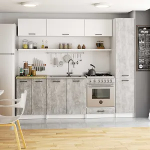 Ak furniture Kuchyňská skříňka OLIVIE 205x40 cm matná bílá/beton