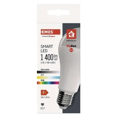 EMOS Inteligentná žiarovka GoSmart LED E27 14W 230V ZigBee RGB stmievateľná