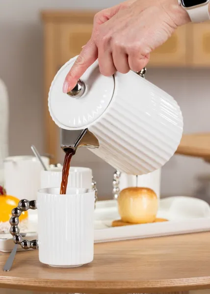 HowHomely Kávový servis LUCA 10 ks biely/strieborný