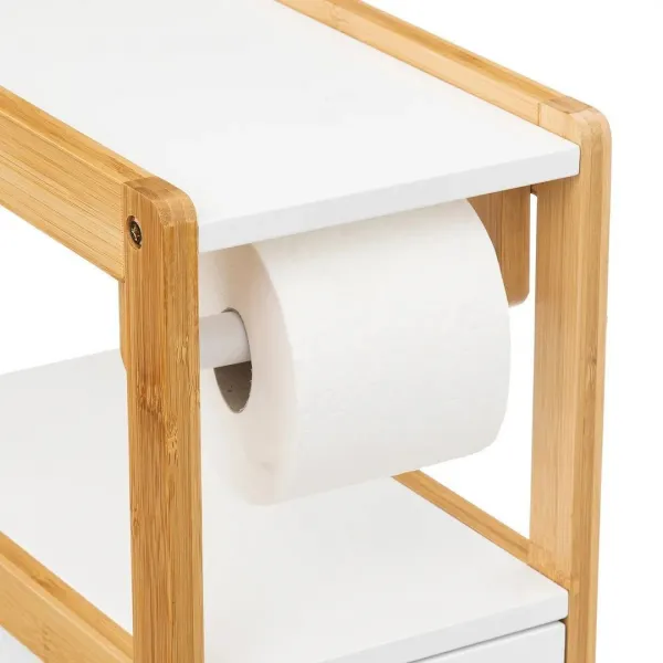 5five Simply Smart Stojan na toaletný papier NATUREO so skrinkou bambus/biely
