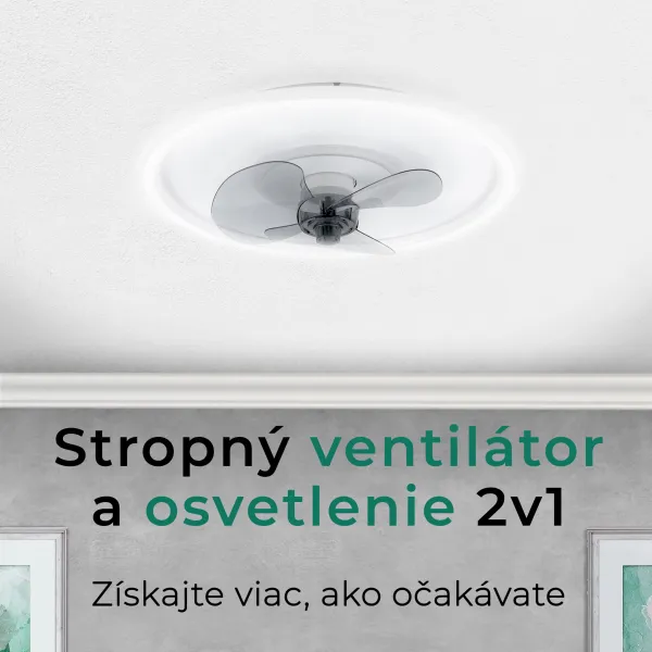 Noaton 13045W Puppis, biela, stropný ventilátor so svetlom