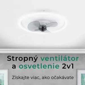 Noaton 13045W Puppis, biela, stropný ventilátor so svetlom