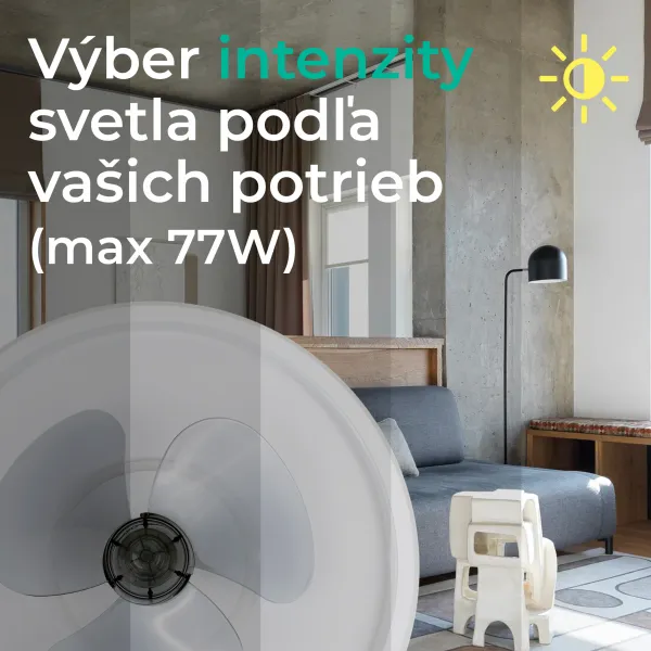 Noaton 13045W Puppis, biela, stropný ventilátor so svetlom