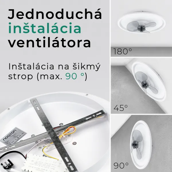 Noaton 13045W Puppis, biela, stropný ventilátor so svetlom