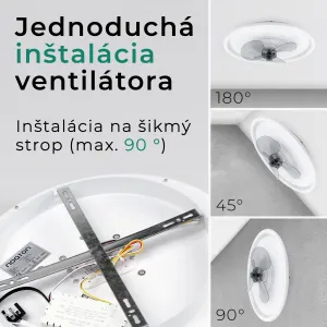 Noaton 13045W Puppis, biela, stropný ventilátor so svetlom