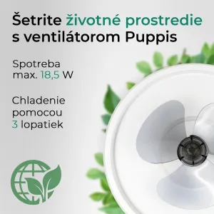 Noaton 13045W Puppis, biela, stropný ventilátor so svetlom