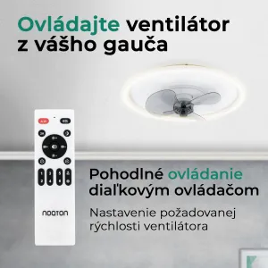 Noaton 13045W Puppis, biela, stropný ventilátor so svetlom
