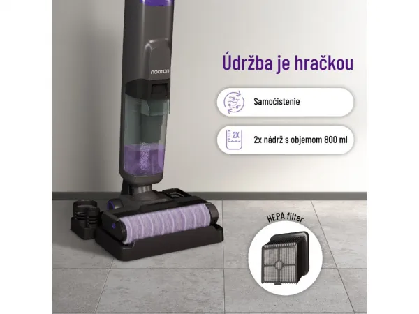 Bezdrôtový tyčový vysávač na mokré a suché vysávanie, Noaton AVC220 Wet and dry