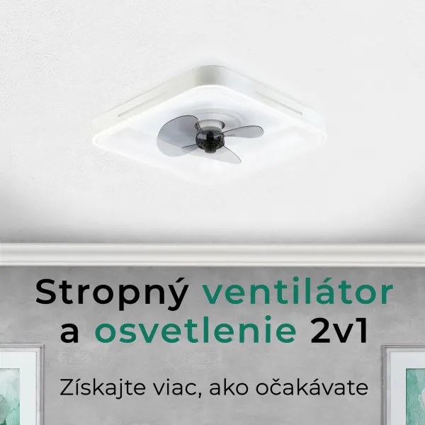 Noaton 14050W Hovland, biela, stropný ventilátor so svetlom