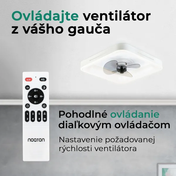 Noaton 14050W Hovland, biela, stropný ventilátor so svetlom