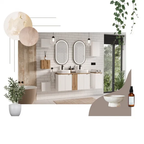 Comad Kúpeľňová zostava Nova White s doskou a umývadlami 140 cm biela/dub evoke
