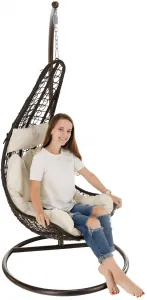TEMPO KONDELA Závesné kreslo KALEA 2 NEW, hnedá/ krémová