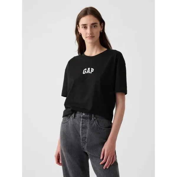 GAP BOYFRIEND Dámske tričko, čierna, veľkosť