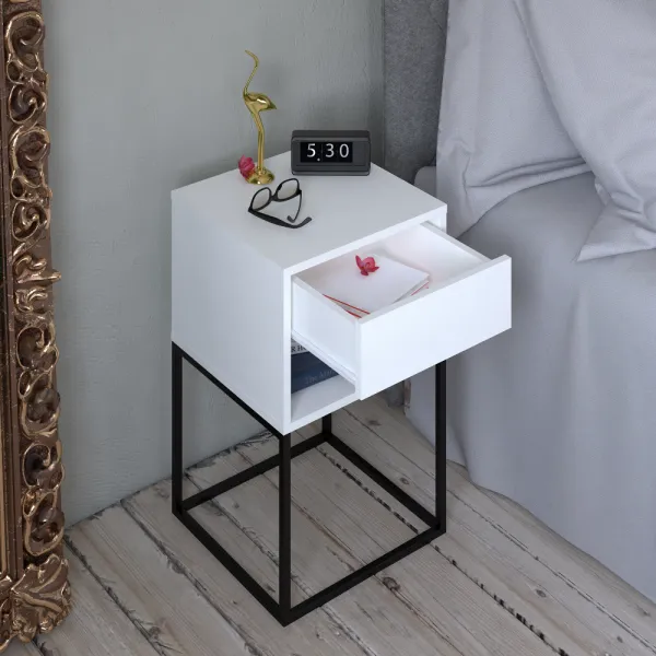Nočný/príručný stolík, biela/čierna, ARTI TYP 1