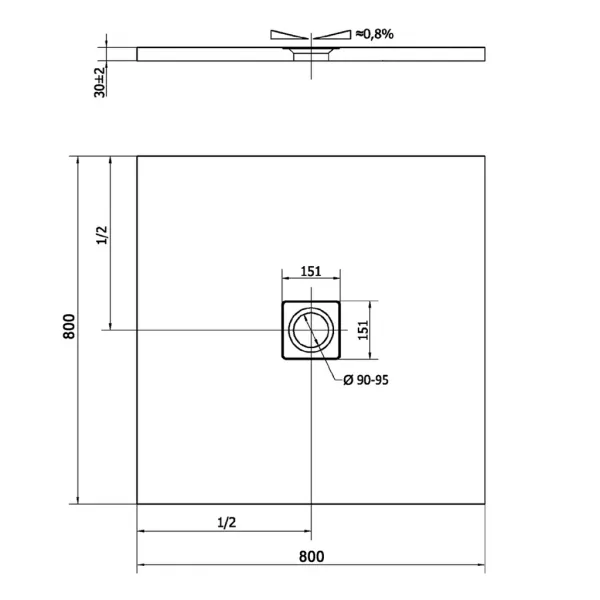 POLYSAN - FLEXIA sprchová vanička z liateho mramoru 80x80cm, nastaviteľná veľkosť 72941