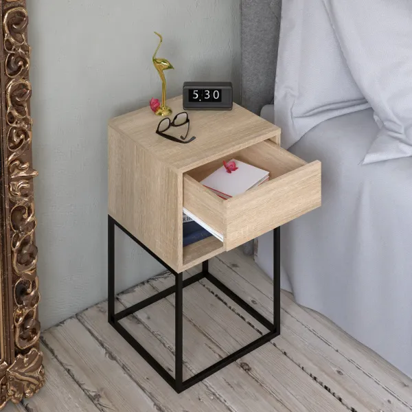 Nočný/príručný stolík, dub sonoma/čierna, ARTI TYP 1