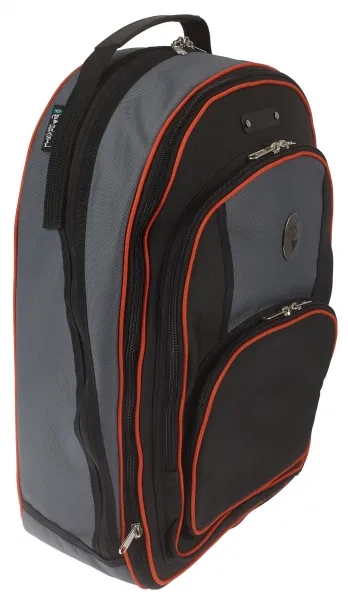 Marcus Bonna MB Backpack Bag, Black/Grey Nylon, Orange Piping, Bell Pr