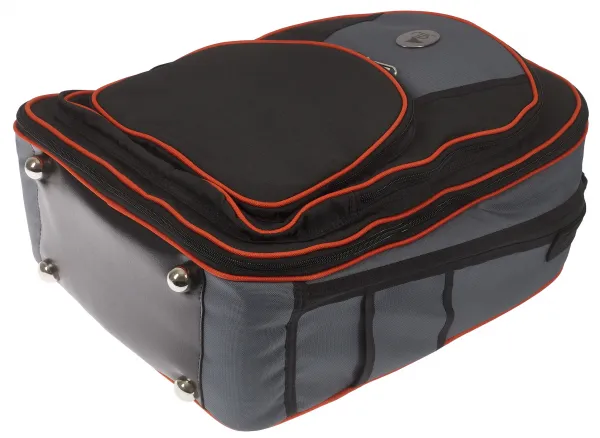 Marcus Bonna MB Backpack Bag, Black/Grey Nylon, Orange Piping, Bell Pr