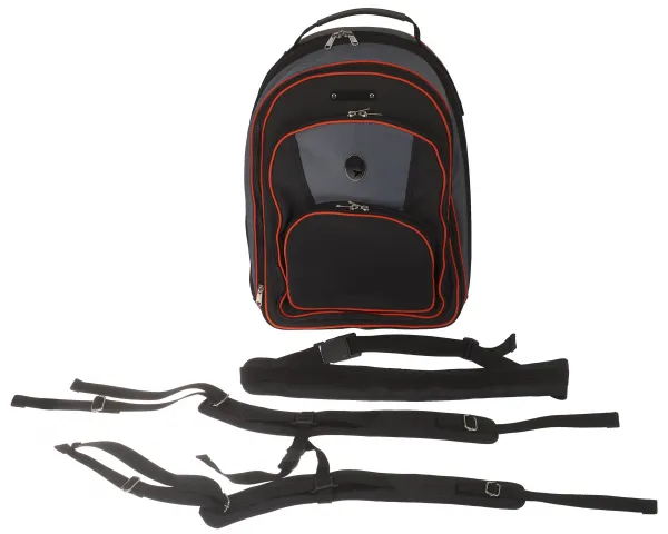 Marcus Bonna MB Backpack Bag, Black/Grey Nylon, Orange Piping, Bell Pr