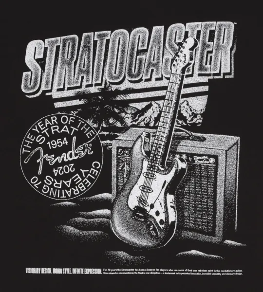 Fender Strat 70th Anniversary, Tee, Black, M
