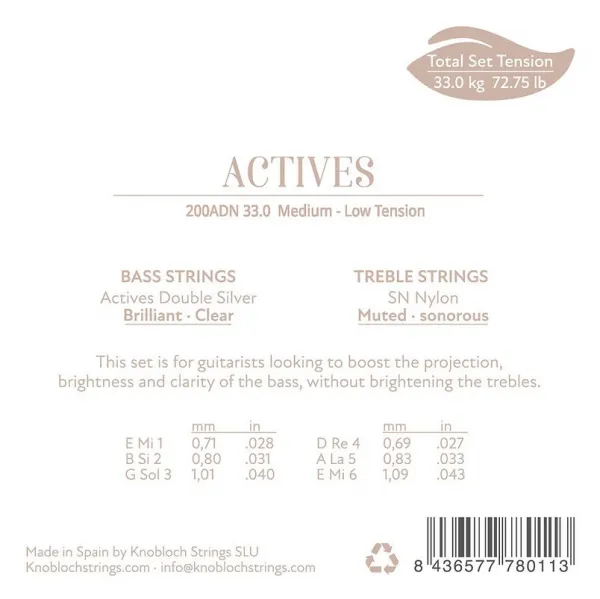 Knobloch ACTIVES Double Silver SN Nylon Low Medium-Low Tension 33.0
