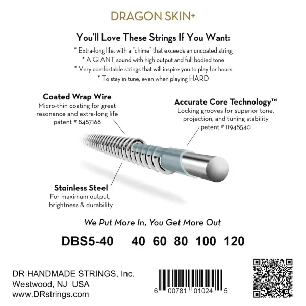 DR Strings Dragon Skin+ DBS5-40