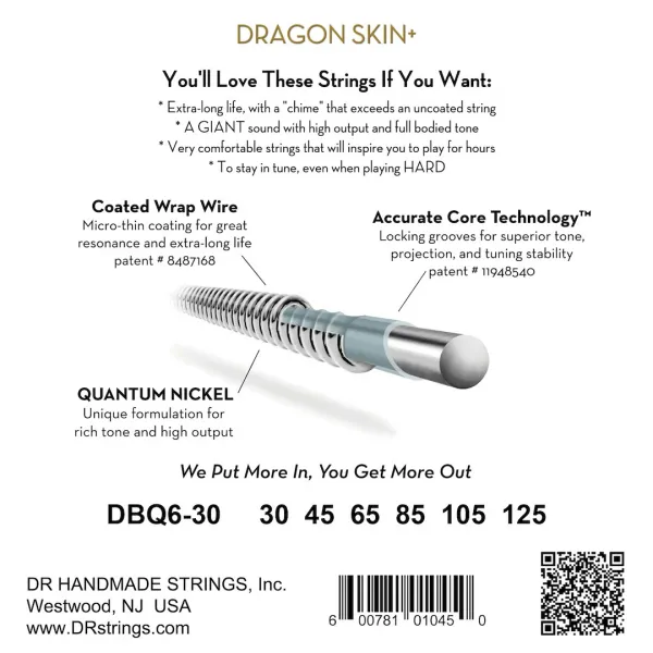 DR Strings Dragon Skin+ DBQ6-30