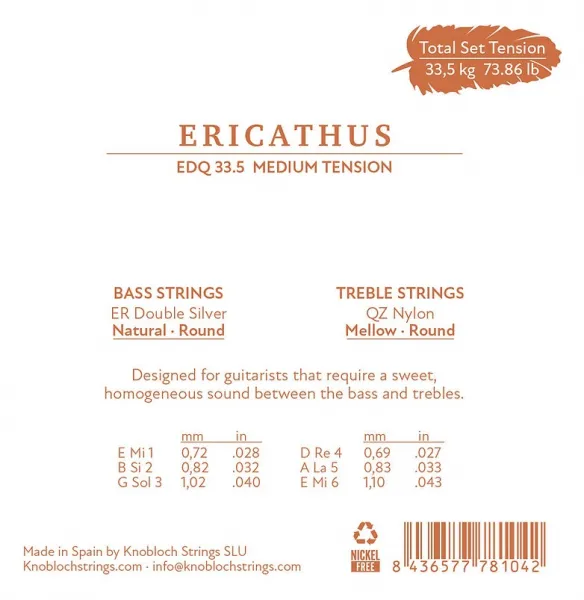 Knobloch ERITHACUS Double Silver QZ Nylon Medium Tension 33.5