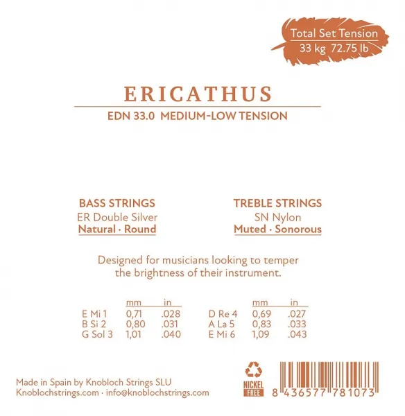 Knobloch ERITHACUS Double Silver SN Nylon Medium-Low Tension 33.0