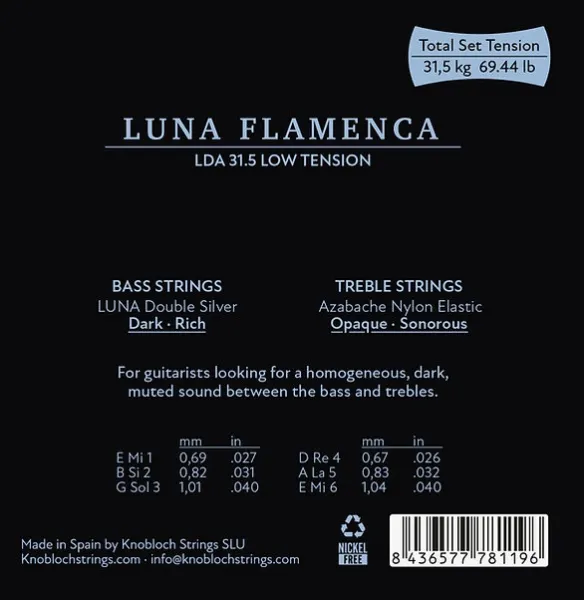 Knobloch LUNA FLAMENCA Double Silver AZ Nylon Low Tension 31.5