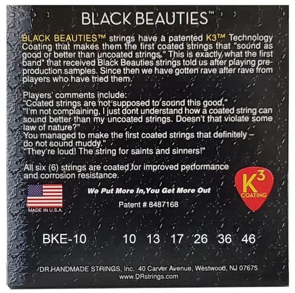 DR Strings Black Beauties BKE-10