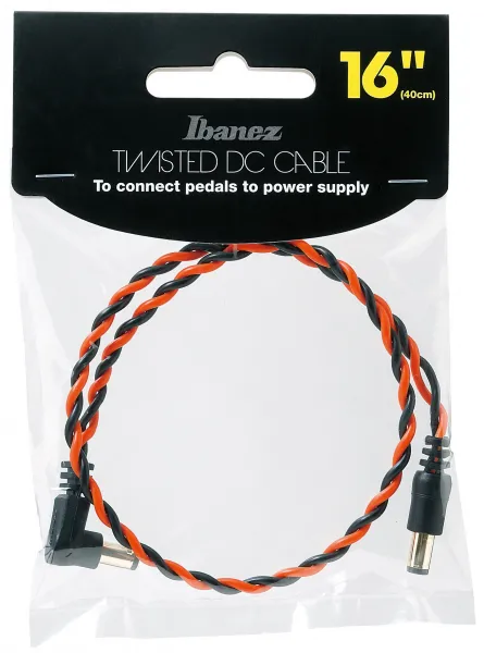 Ibanez Twisted DC Cable Black & Neon Red, Length: 16" Straight & Angle